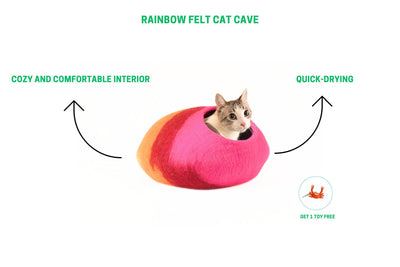 Felt Cat Caves – 100% Natural Wool Beds For Your Cats– Cats Favorite- Loved by Thousands of Owner