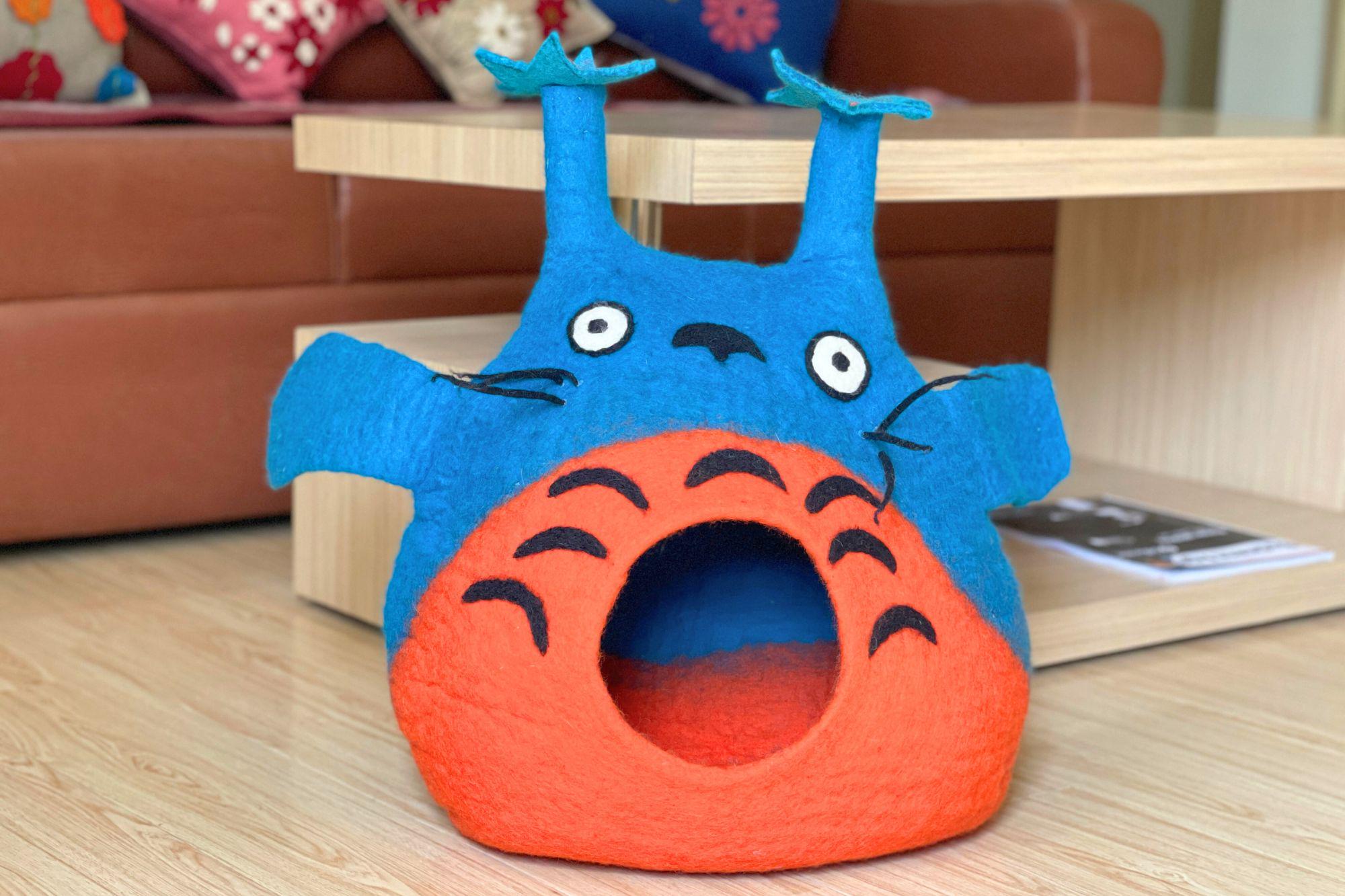 Totoro Designed Wool Cat Cave| Eco-friendly Felt Cat Bed for your Cats| Handmade with Love from Nepal| Safe and Comfortable