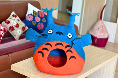 Totoro Designed Wool Cat Cave| Eco-friendly Felt Cat Bed for your Cats| Handmade with Love from Nepal| Safe and Comfortable