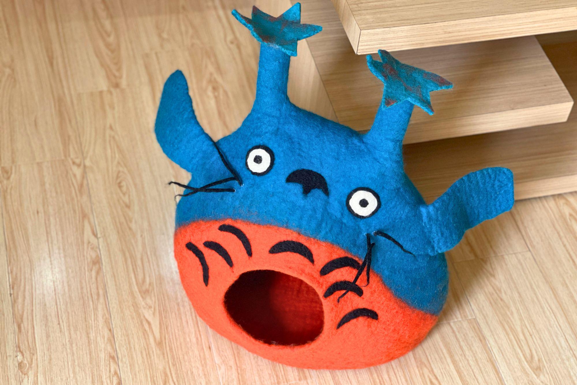 Totoro Designed Wool Cat Cave| Eco-friendly Felt Cat Bed for your Cats| Handmade with Love from Nepal| Safe and Comfortable
