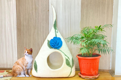 Cuccia per gatti in feltro | Cuccia per gatti in lana fatta a mano | Accogliente casetta per animali domestici da interno, lavabile, per calore e privacy | Cuccia per animali