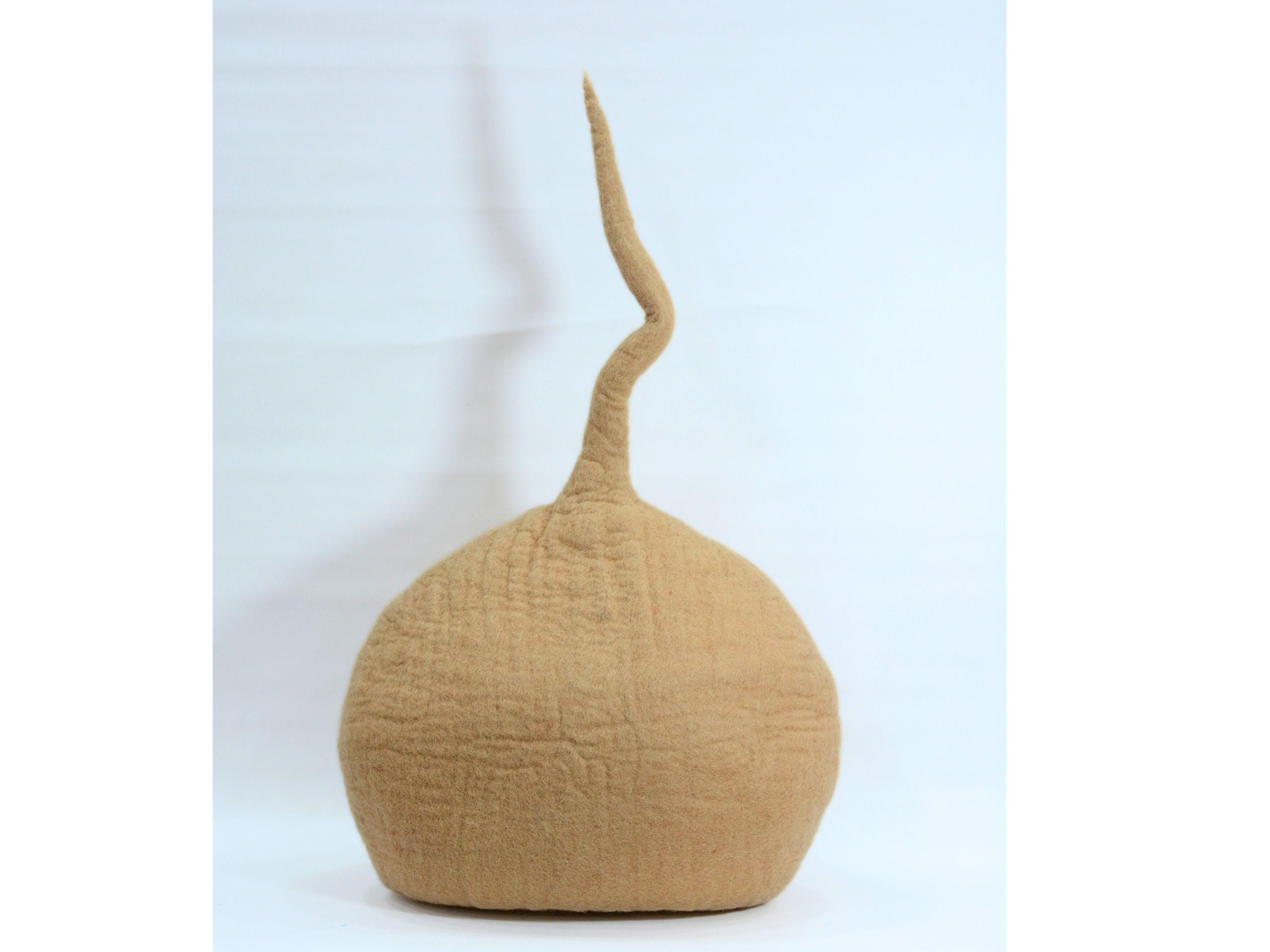 Hand Felted Wool Cat Cave – Beige Kitty House, Modern Pet Bed