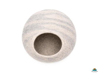 Offwhite Handmade Felt Cat House- Wool Cat Bed- Pet Furniture- Customizable Round Cat Caves Made Using 100% Premium Wool
