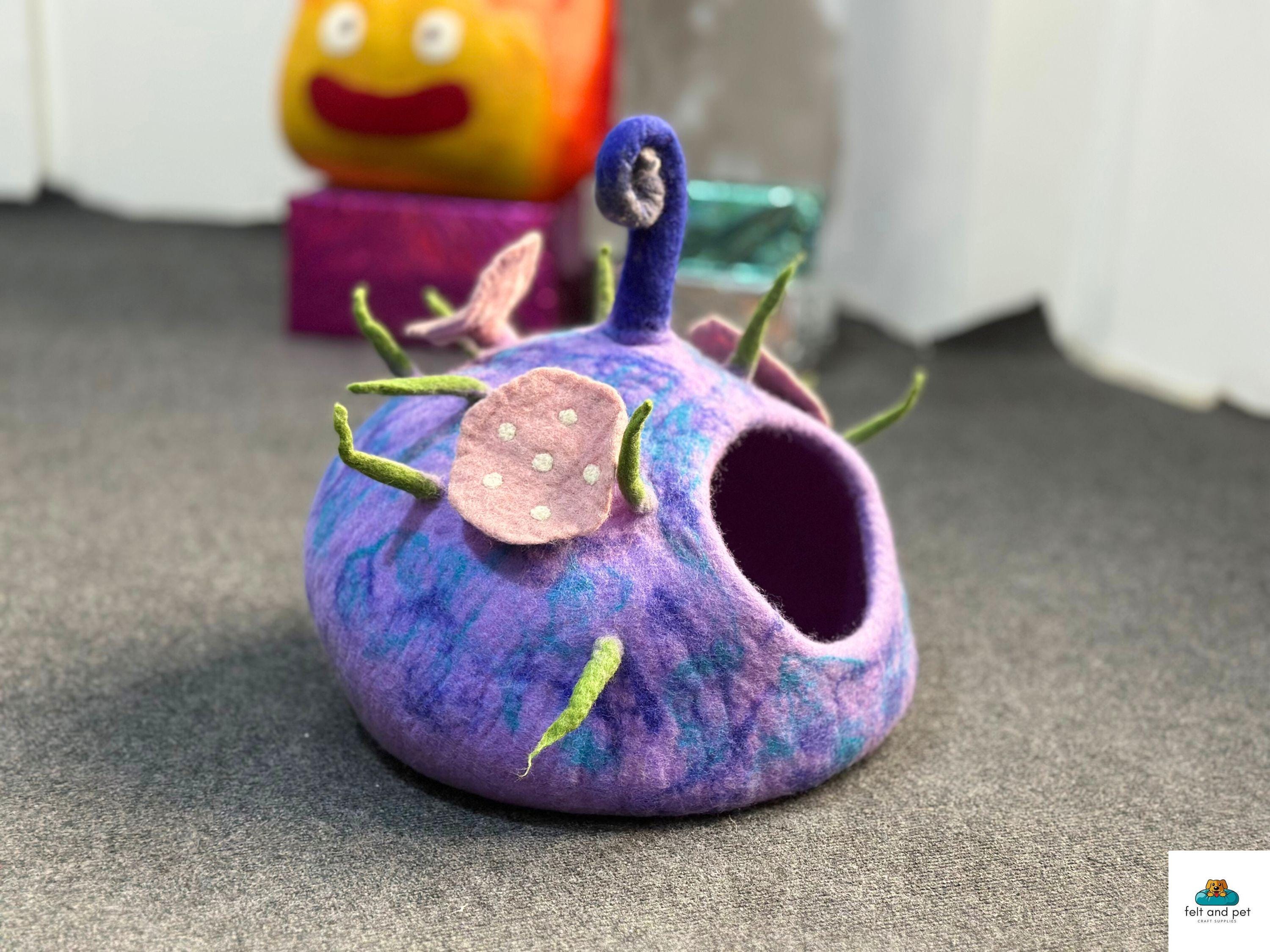 Blueberry Petal Pod  Cat Cave - Handmade Eco-Friendly Cat Bed, Cozy Kitty Hideaway, Floral Pet House – Cat Cocoon, Made in Nepal.