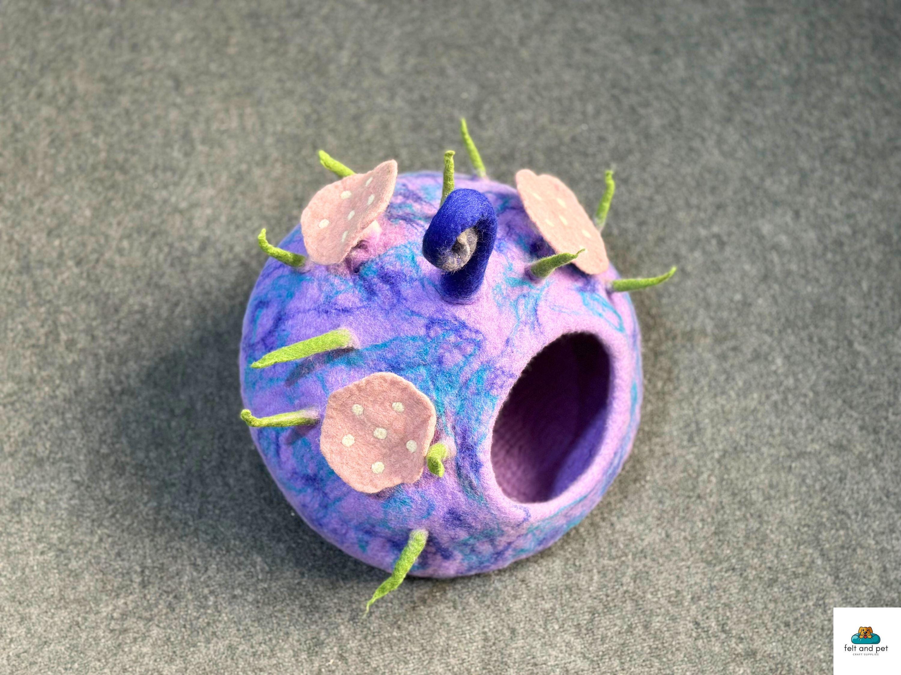 Blueberry Petal Pod  Cat Cave - Handmade Eco-Friendly Cat Bed, Cozy Kitty Hideaway, Floral Pet House – Cat Cocoon, Made in Nepal.