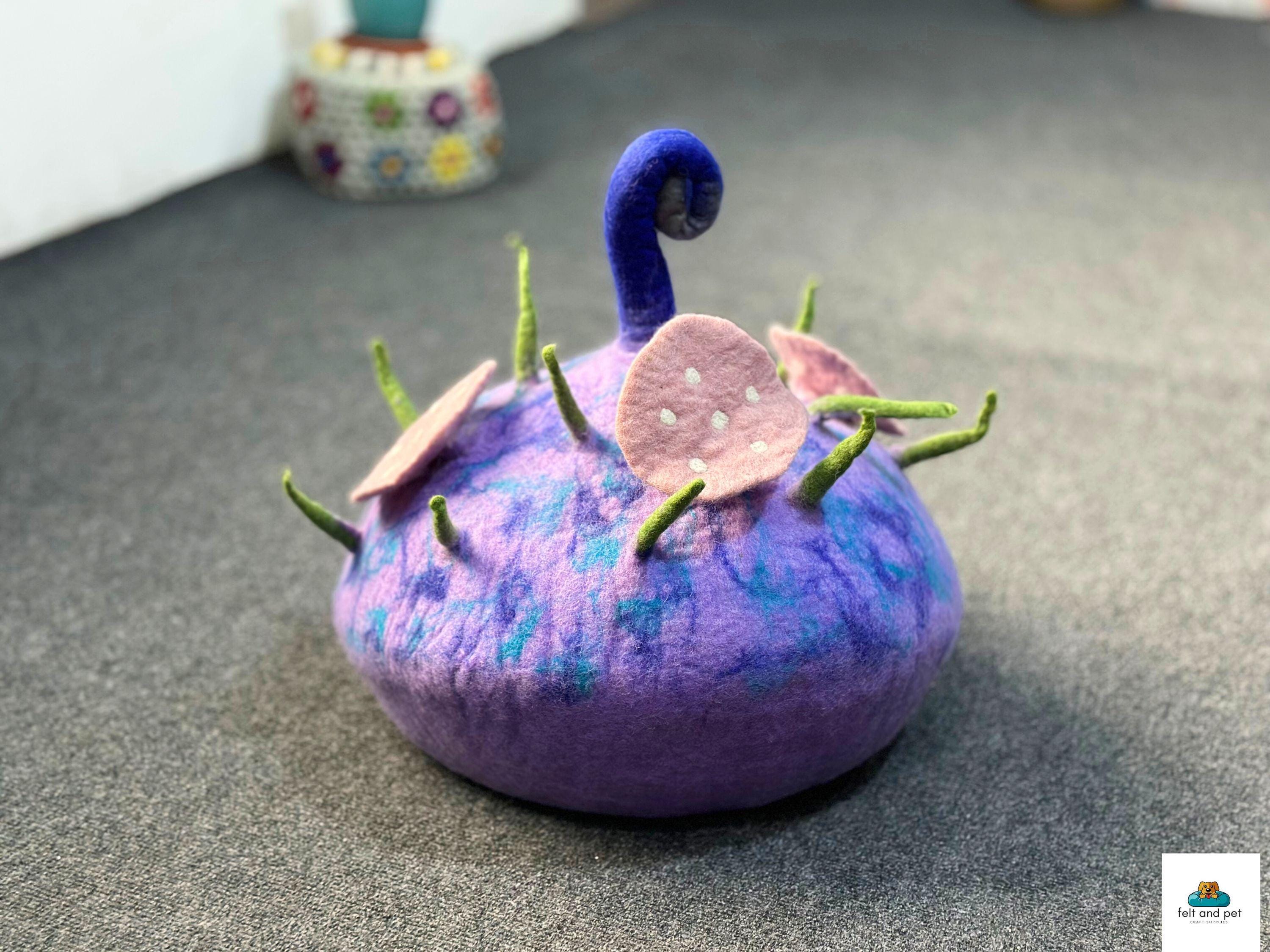 Blueberry Petal Pod  Cat Cave - Handmade Eco-Friendly Cat Bed, Cozy Kitty Hideaway, Floral Pet House – Cat Cocoon, Made in Nepal.