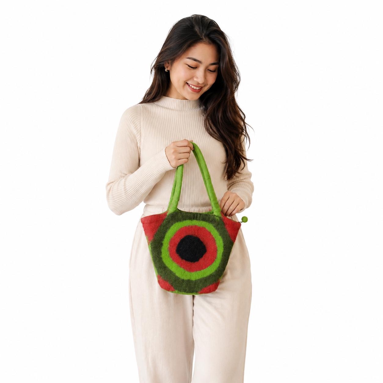 Håndlavet filt-tote-taske Boho-håndtaske