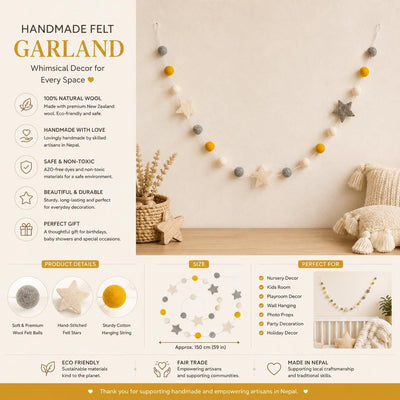 Neutral Felt Star Garland