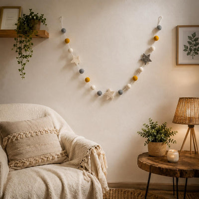 Neutral Felt Star Garland