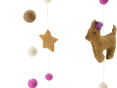 Handmade Felt Alpaca Baby Mobile Decor