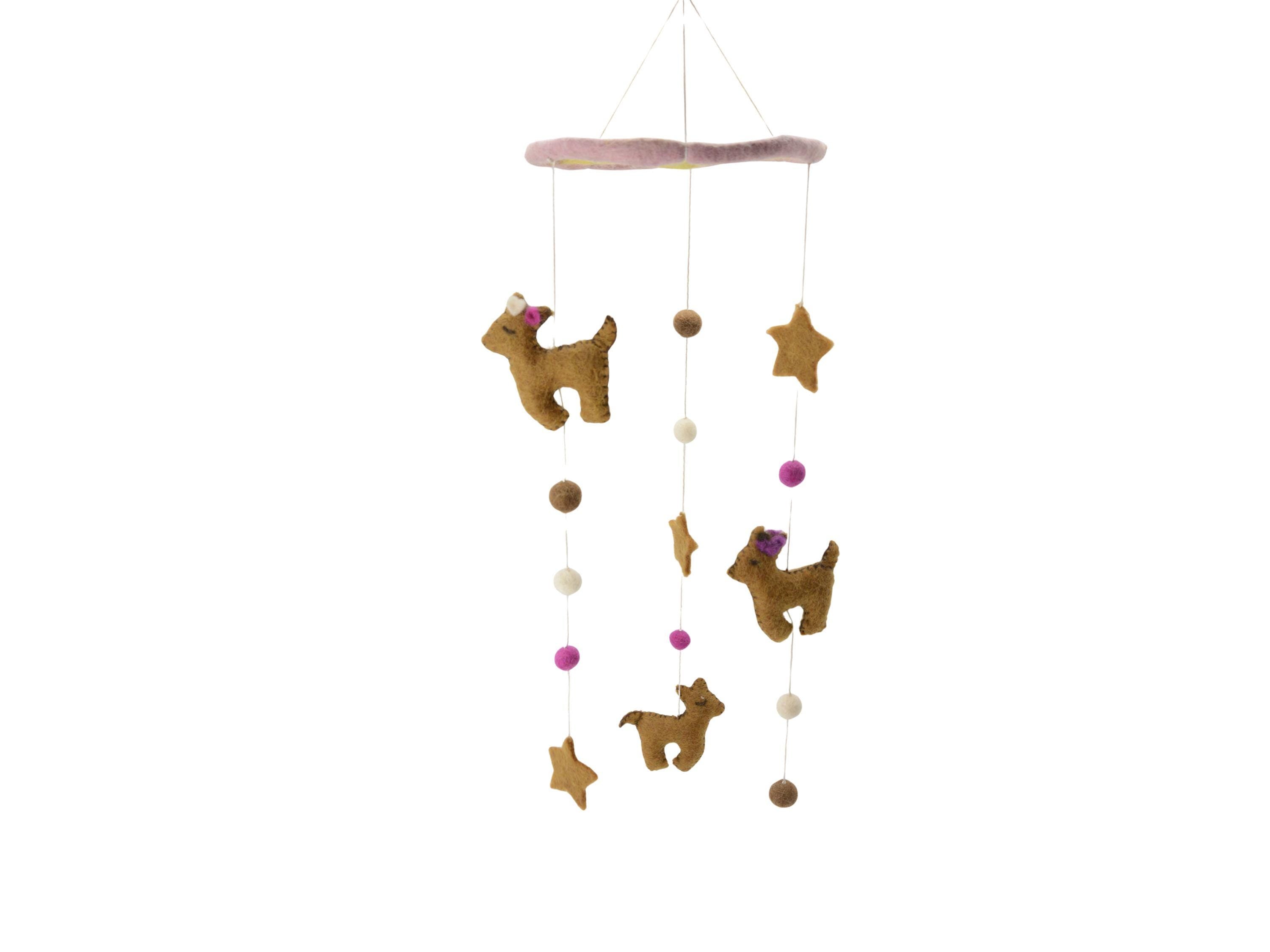 Handmade Felt Alpaca Baby Mobile Decor