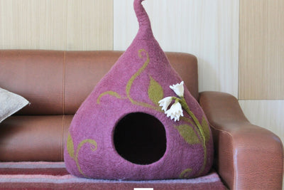 Whisker Nook, cuccia per gatti in feltro, realizzata a mano in pura lana.